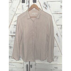 XIRENA Light Beige 100% Cotton Long Sleeve Buttoned Shirt Sz L Gauze